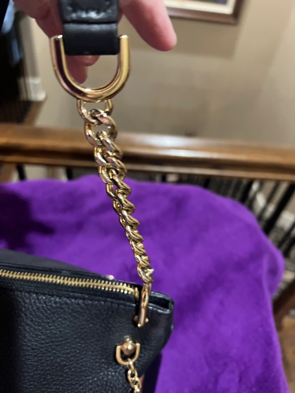 Michael Kors Black Pebbled Leather Chain-Trim Crossbody NWOT  H09 - Picture 3 of 10